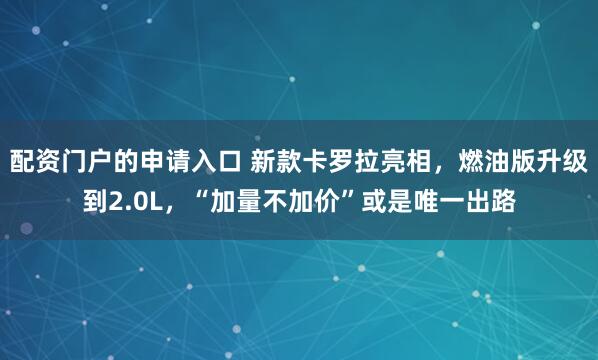 配资门户的申请入口 新款卡罗拉亮相，燃油版升级到2.0L，“加量不加价”或是唯一出路