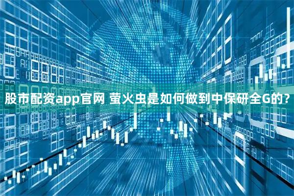 股市配资app官网 萤火虫是如何做到中保研全G的？