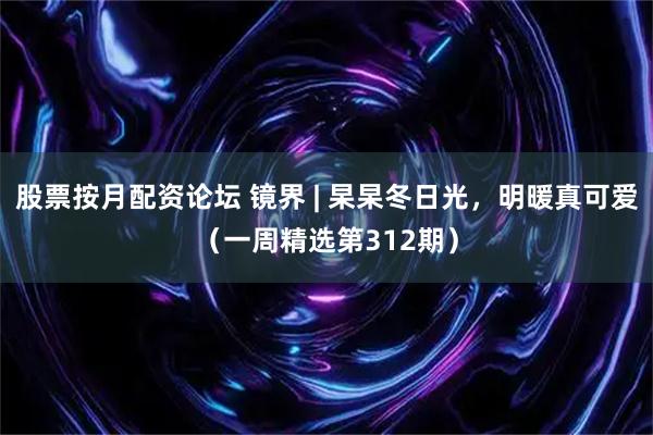 股票按月配资论坛 镜界 | 杲杲冬日光，明暖真可爱（一周精选第312期）